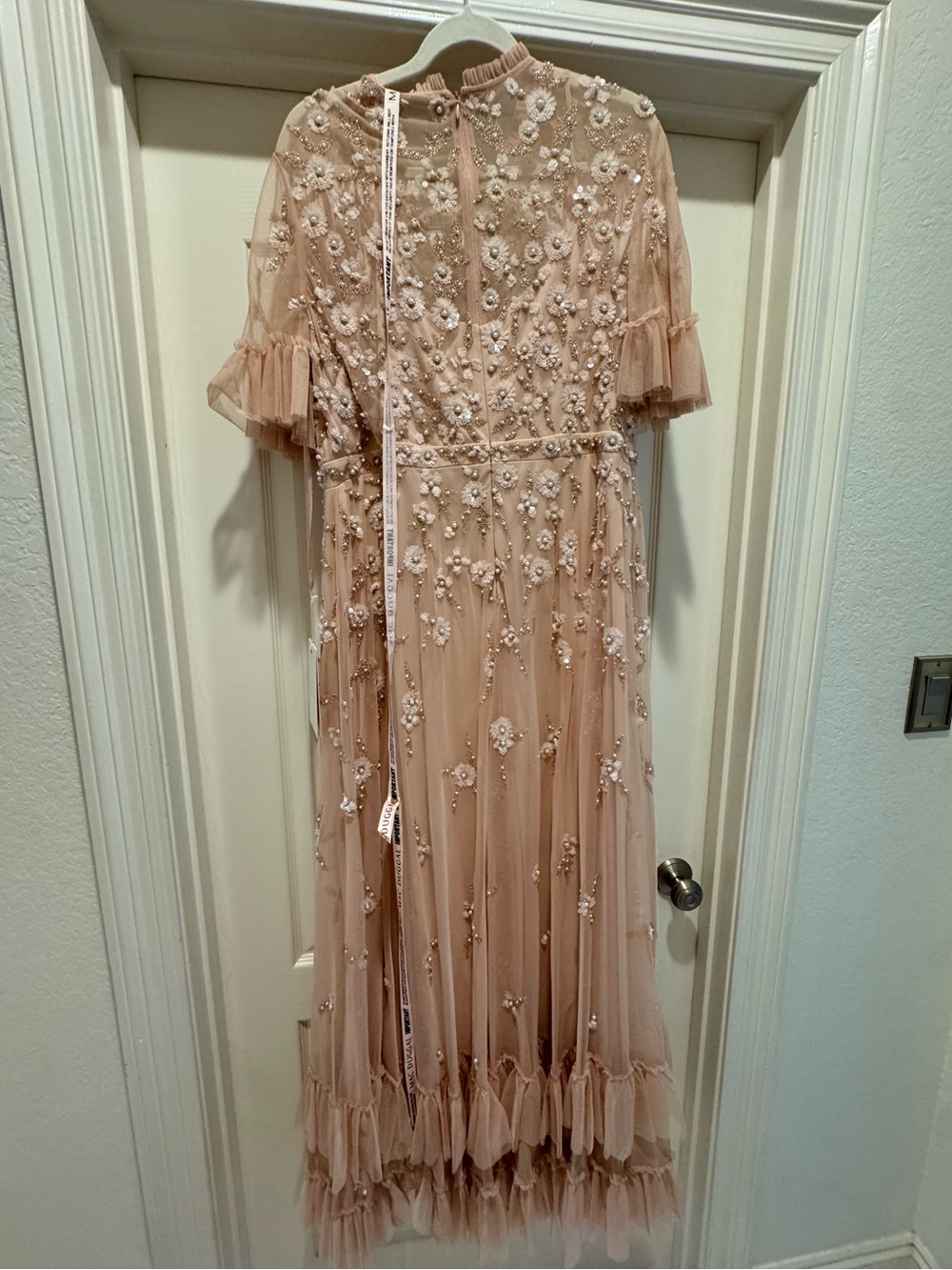 Mac Duggal Blush Pink Embellished Tulle Maxi Dress - Picture 8 of 16
